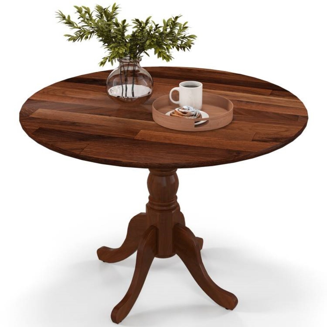 Compact 40-Inch Round Rubber Wood Table for Rustic Kitchen and Dining Room or Families